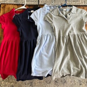 Lot of 4, girls cotton uniform polo dresses. Gap Kids size L.